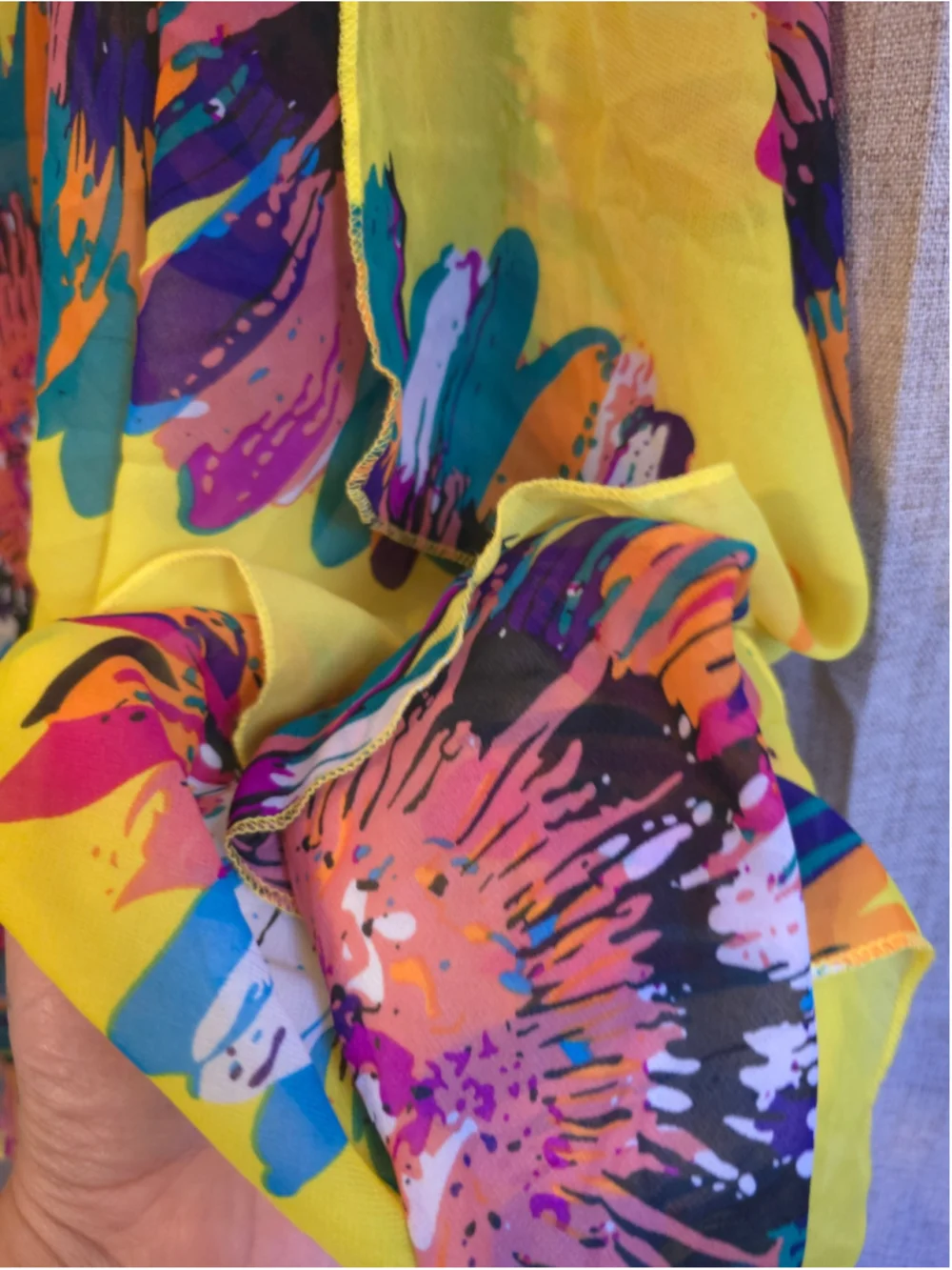 Beautiful Floral button Sleeve One Size Yellow Multicolor Blouse Poncho Scarf